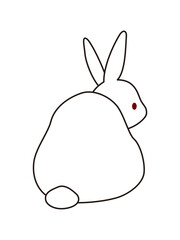 座っている白いうさぎ　後ろ姿