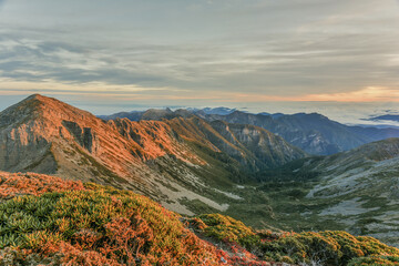 Panoramic View Of The Holy Ridge And Glacial Cirque At Sunrise On The Trail To Main Peak Of Xue...
