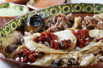 tacos de bisteck, platillo típico mexicano. - obrazy, fototapety, plakaty