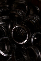 Obraz premium Pile of steel lids 