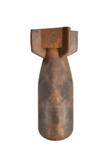 Nuclear aerial bomb. Atomic rocket on a white background