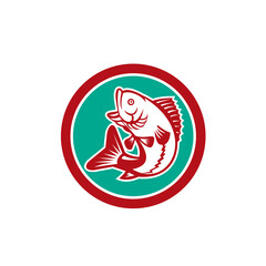 Largemouth Bass Jumping Circle Retro