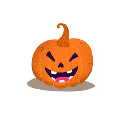 Hand-drawn cute Halloween pumpkin illustration
