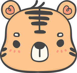 cute tiger wildlife animal face doodle nursery cartoon