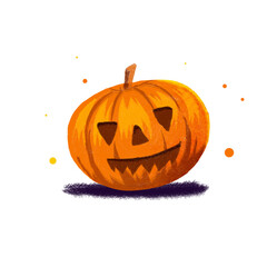 Hand-drawn cute Halloween pumpkin illustration