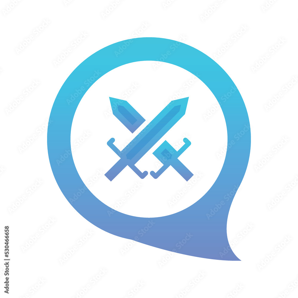 Poster sword chat logo gradient design template icon element