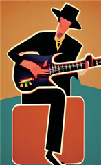 Guitarist Guitar Recital Poster Vector Illustration - 530466852