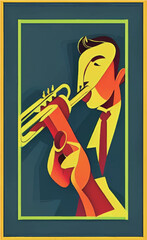 Jazz Trumpeter Recital Poster Vector Illustration - 530467017