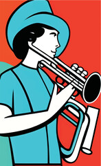 Jazz Trumpeter Recital Poster Vector Illustration - 530467047