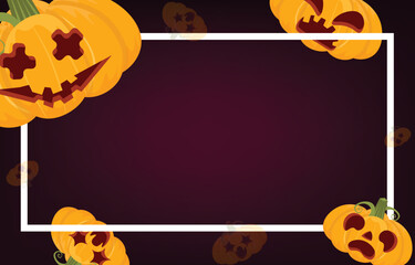 Halloween background. Decorated with ghost pumpkins. with copy space. Horror and Ghost Day Concept Illustration Vector
