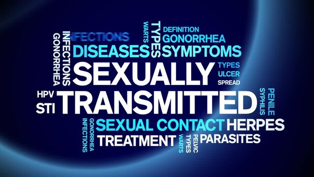 Sexually Transmitted animated tag word cloud;text design animation kinetic typography seamless loop.