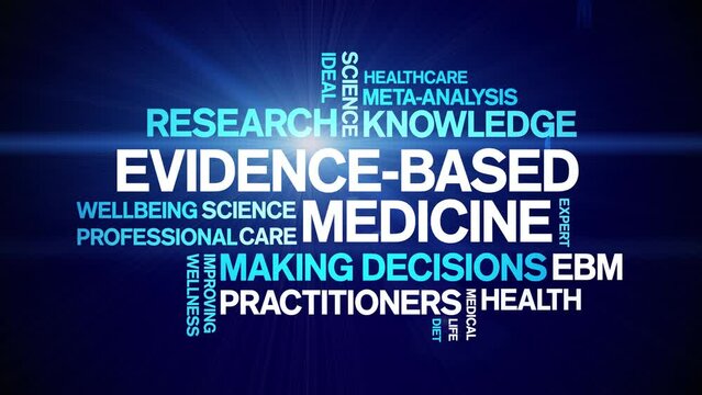 Evidence-Based Medicine animated tag word cloud;text design animation kinetic typography seamless loop.