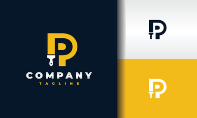 letter P logo paint brush