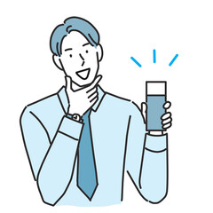 男性用化粧品をお勧めする笑顔の男性