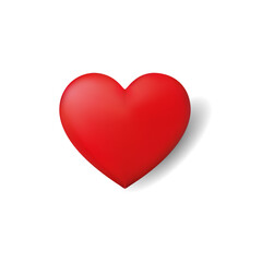 Red heart icon with shadow on white background vector illustration