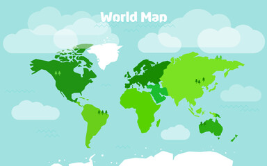 World continent map location graphic illustration