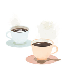 水彩画のコーヒーのイラスト