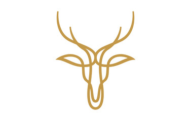 Head Deer Line Logo Design Template