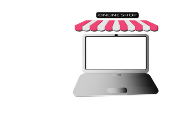 3d laptop for sale online on white background for illustration or business