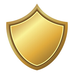isolated vector clip art of golden shield as icon and background