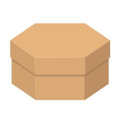 hexagonal cardboard box flat vector illustration logo icon clipart - obrazy, fototapety, plakaty