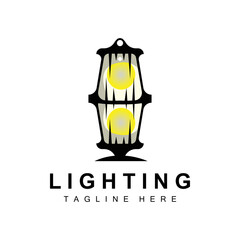 Lantern Lamp Logo Design, Life Lighting Vector, Lamp Logo Illustration, Product Brand