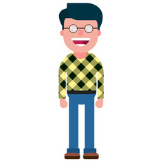 vector graphic illustration of smiling happy wearing glasses perfect for children's story books, motion videos or for illustrations on we