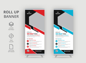 Roll-up banner design, background for placing advertising information