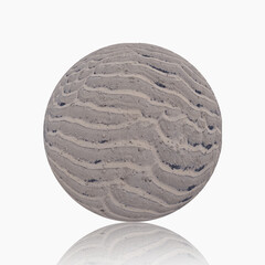 3D ripple stone sphere earth crust textures ball isolated on white background with clipping path.