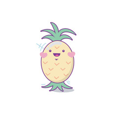 Pineapple character cute cartoon kawaii vector illustration