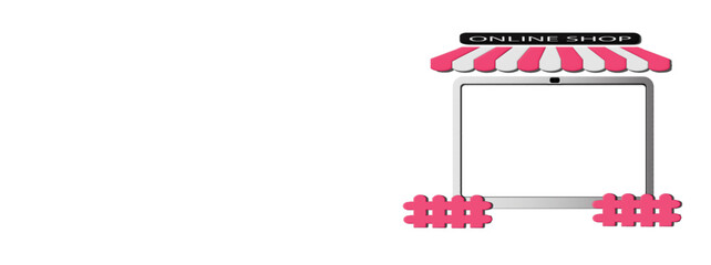 3D tablet for selling products online on white background for illustration or business.