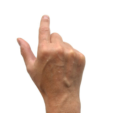 Man's hand with index finger swiping or moving or pointing at something isolated image