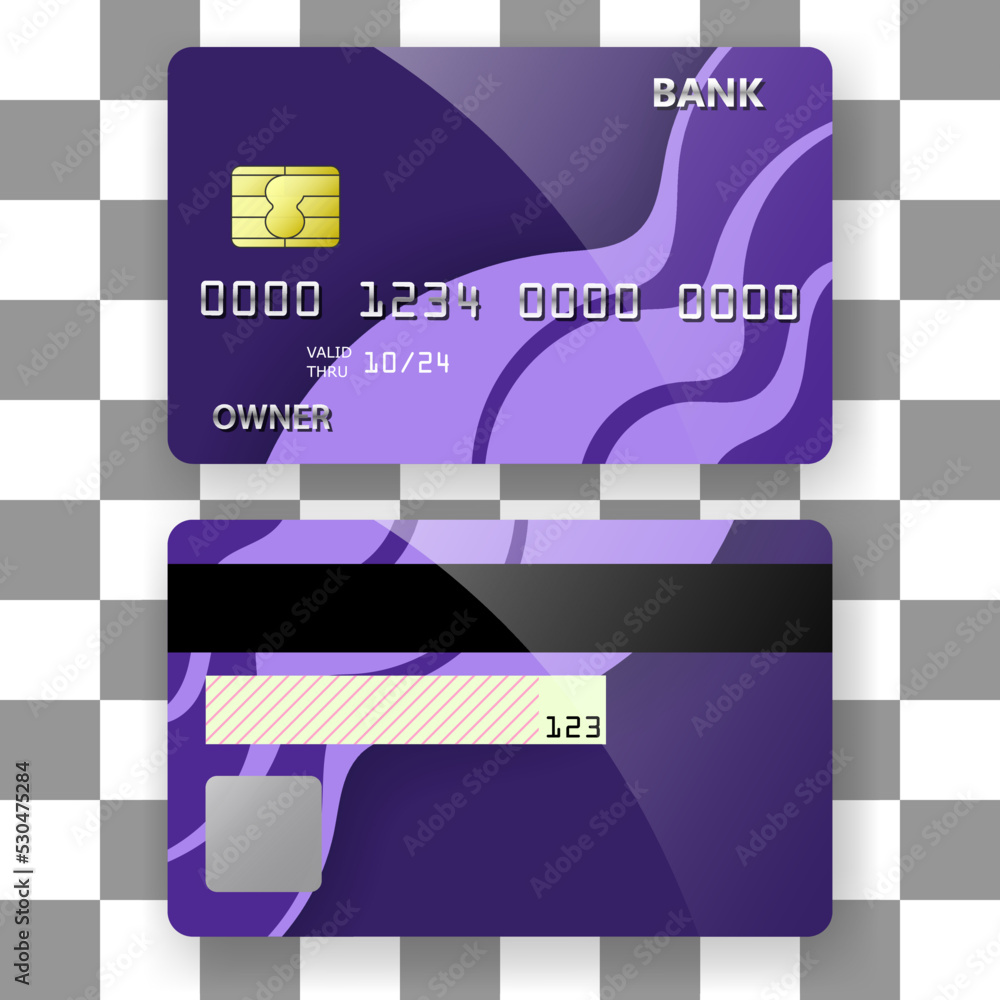 Sticker banking card template background purple pattern wave