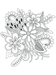 Forest flowers and leaves. Vector coloring book for adults and children. Hand-drawn illustration. Floral ornament is good for web, print, and stencil
Flowers Coloring Page 