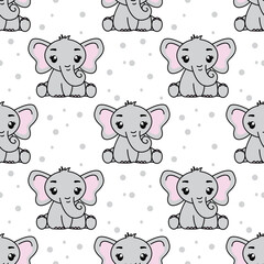 Seamless pattern with cute elephant, Creative childish texture. Great for fabric, textile Vector Illustration.