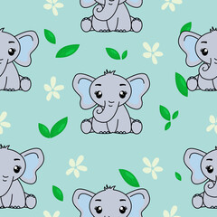 Seamless pattern with cute elephant, Creative childish texture. Great for fabric, textile Vector Illustration.