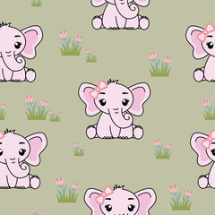 Seamless pattern with cute elephant, Creative childish texture. Great for fabric, textile Vector Illustration.