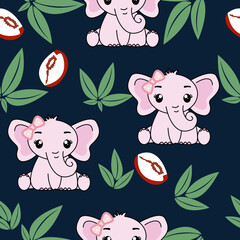 Seamless pattern with cute elephant, Creative childish texture. Great for fabric, textile Vector Illustration.