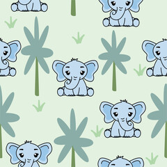 Seamless pattern with cute elephant, Creative childish texture. Great for fabric, textile Vector Illustration.