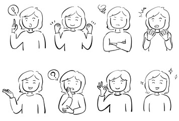 ポーズをとる女性　線画