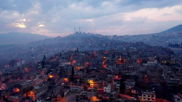 Aerial view of Kahramanmaras city landscape in Turkey. 4K Footage