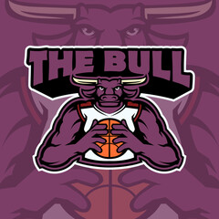 Bull Basket Ball Mascot Logo Design