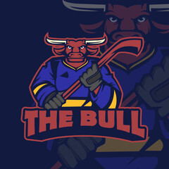 Bull Hockey Mascot Logo Design