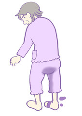 認知症　便失禁する高齢女性のイラスト