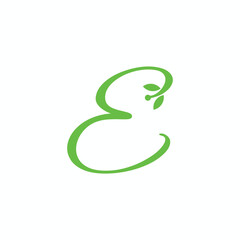 E Letter leaf logo vector image