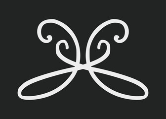 Flourish ornament as monogram or divider for wedding invitations and other designs. Handdrawn flourish isolated in black background. Doodle vector illustration