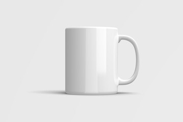 Blank mug mockup isolated on white 3D rendering front view