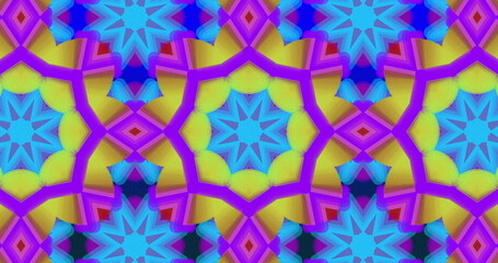 Image of abstract shapes moving in hypnotic motion against blue background