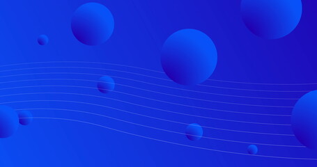 Image of 3D balls moving against blue background