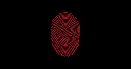Red and green fingerprint scanner against black background